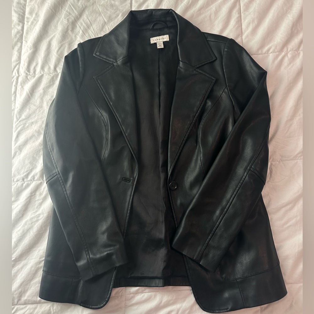 Faux leather blazer